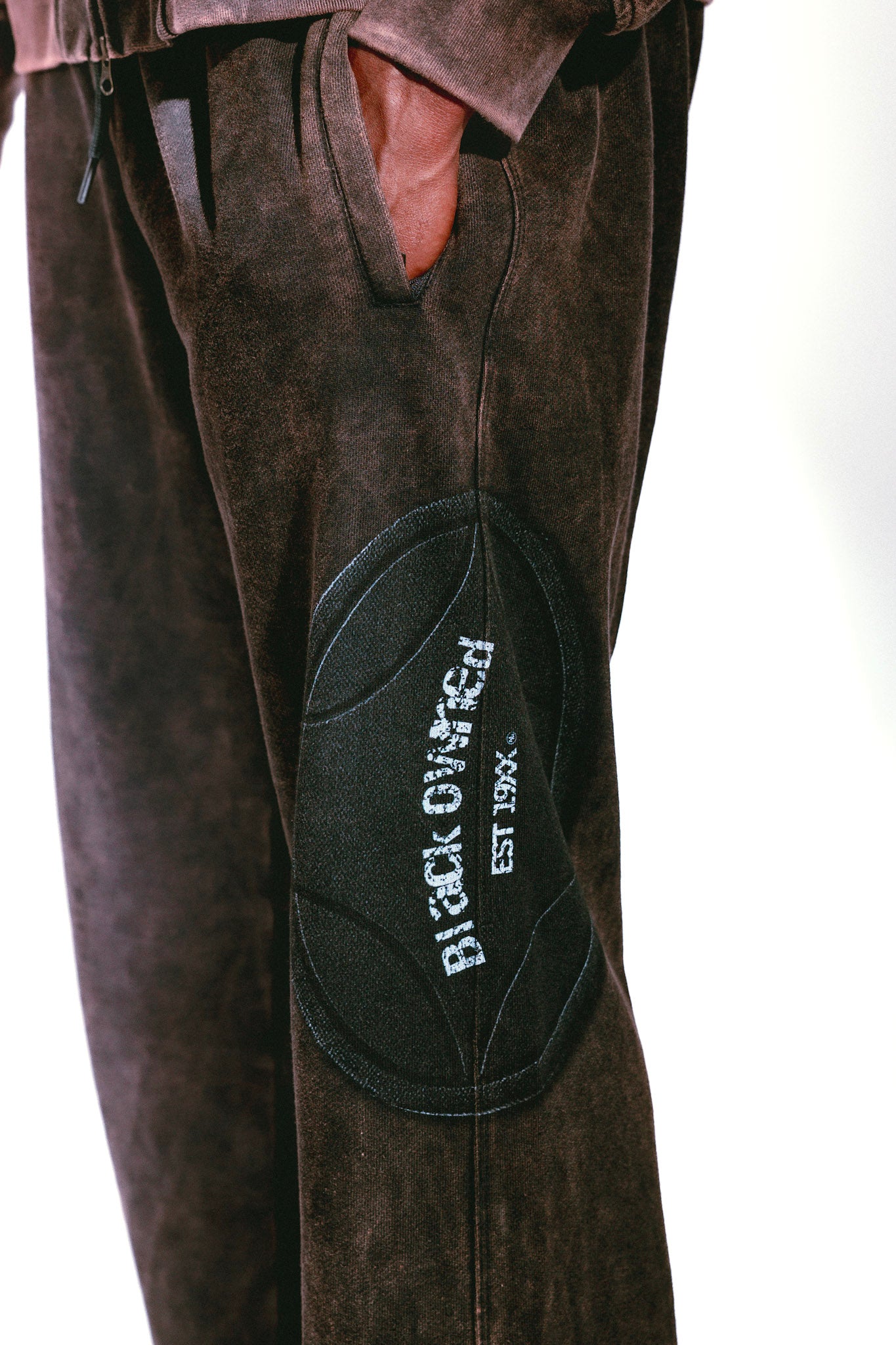 Washed Terry Badge Zip Jacket (Chocolate, Red)