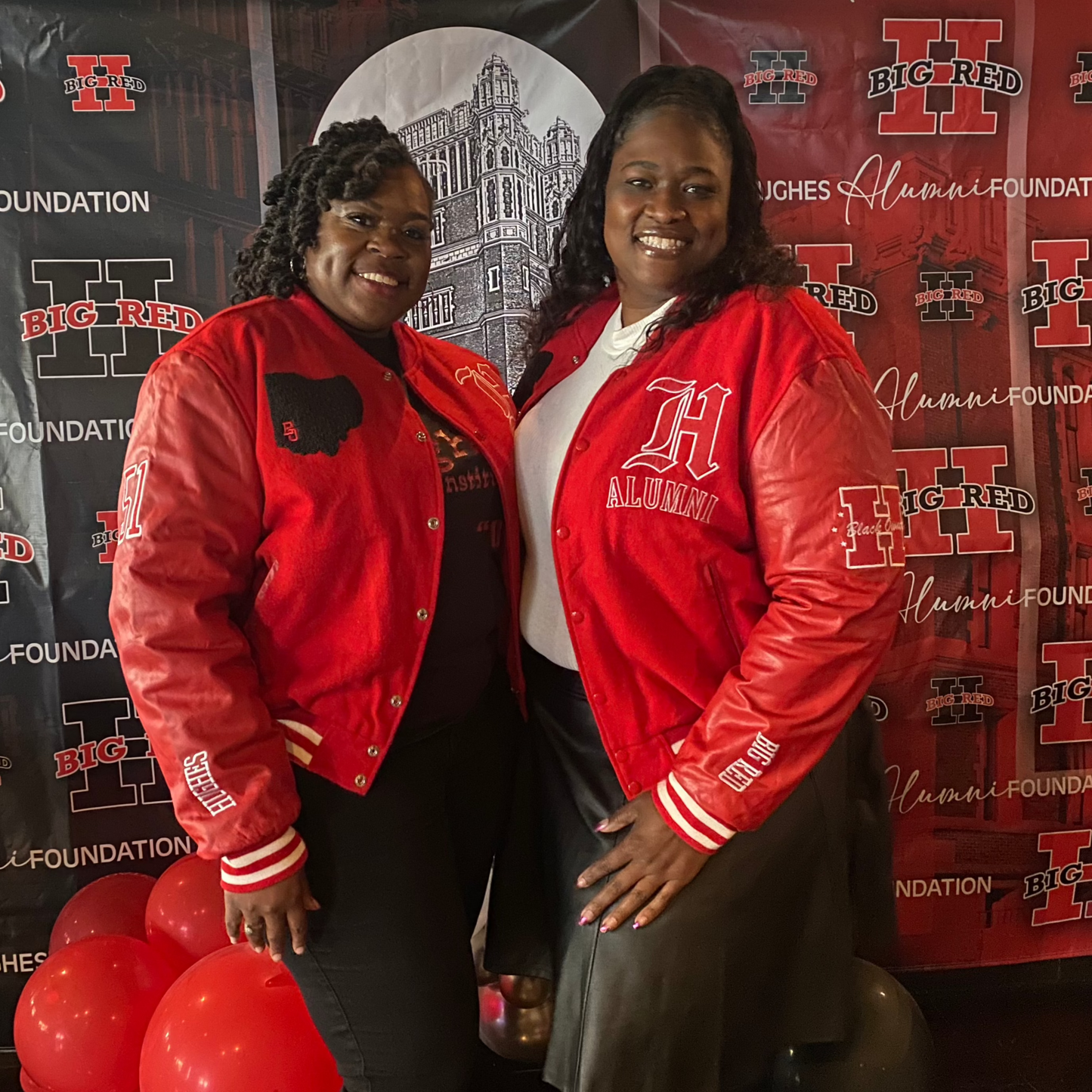 Hughes Big Red X BlaCk OWned™️ Varsity Jacket