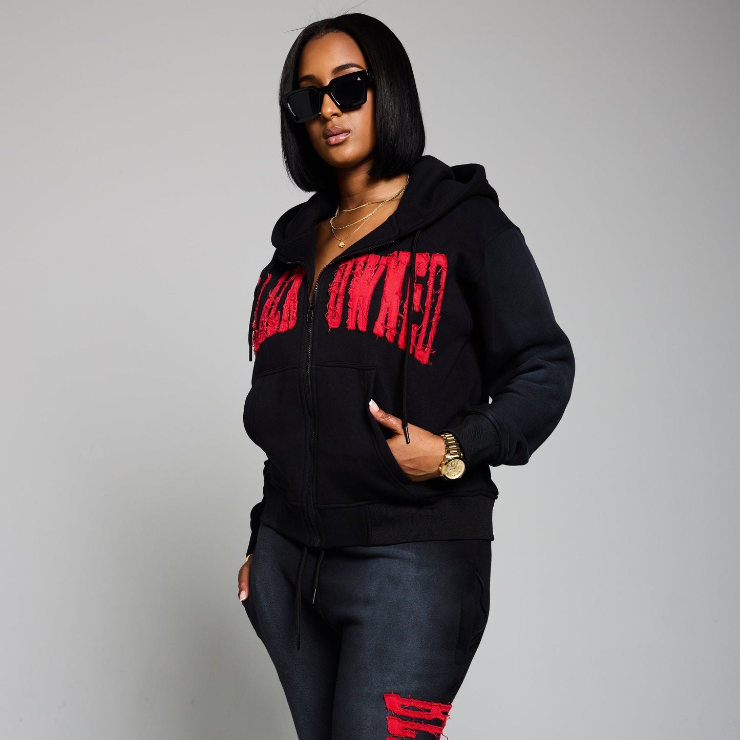 BlaCk OWned™️ Denim Embroidered Hoody