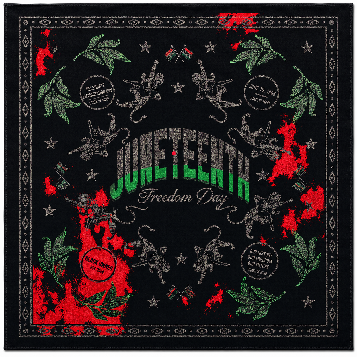 (FREE) Juneteenth Tie Dye Print Bandana