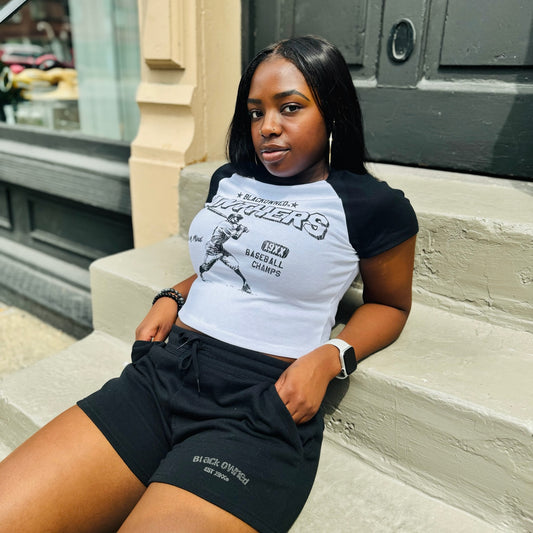Panther Raglan Sleeve Crop Tee