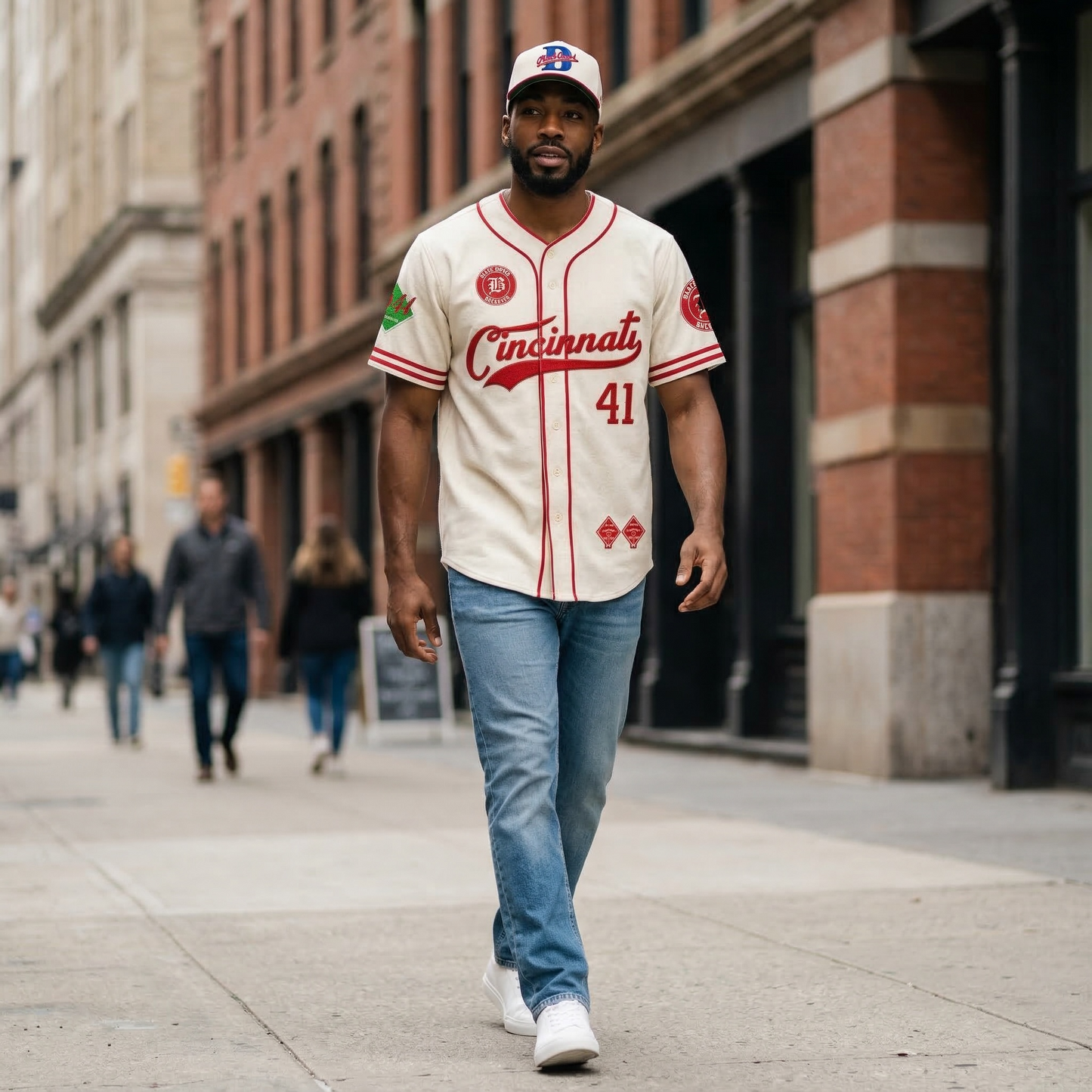 BlaCkOWned™️ Buckeyes Jersey, Red/Cream