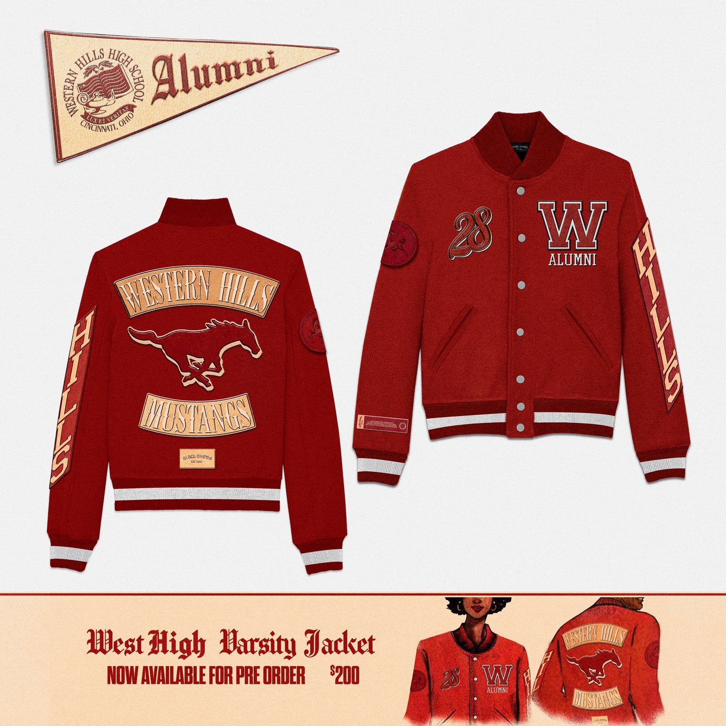 Western Hills Mustangs x BlaCk OWned | Varsity Jacket