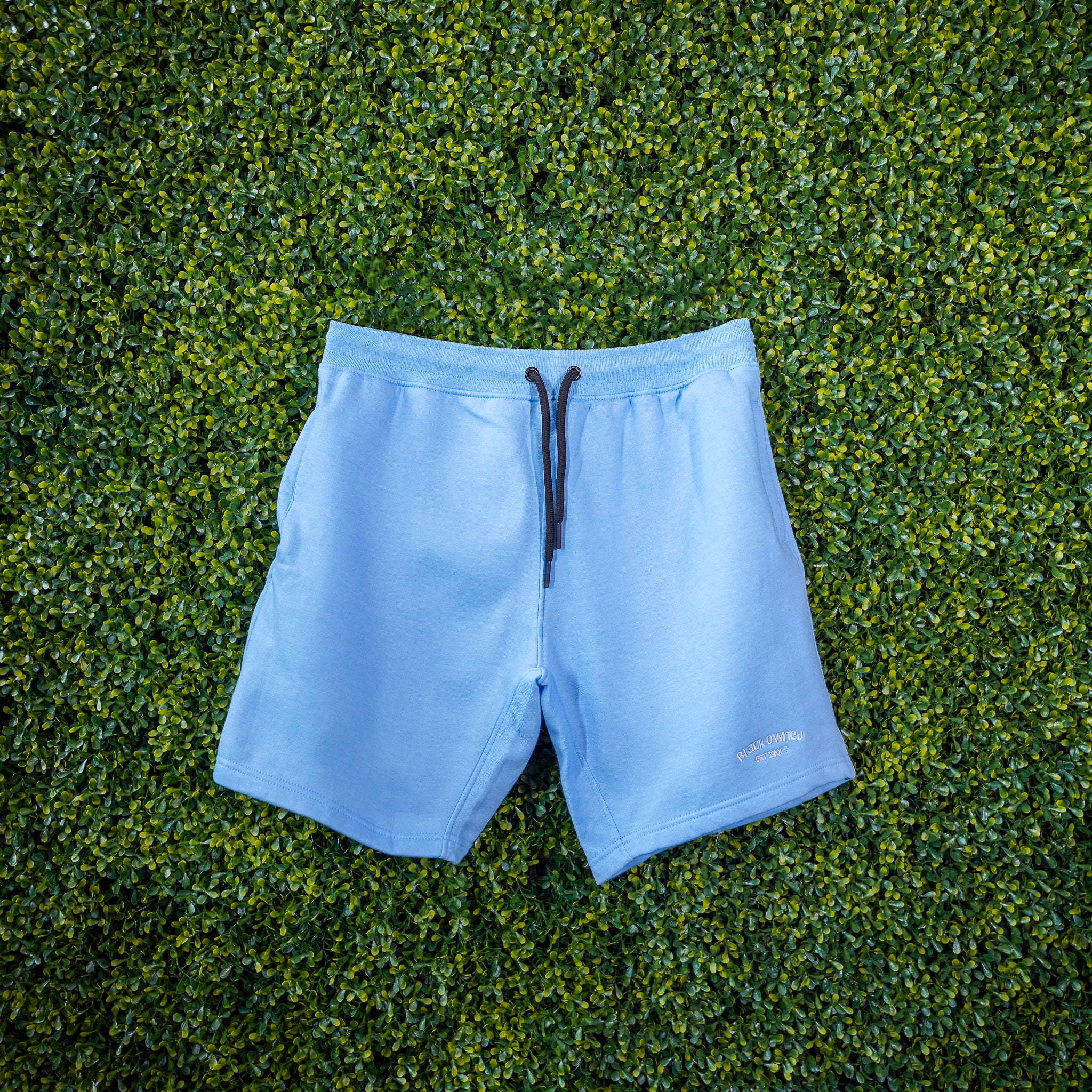 Baby Shorts Blue Macrocannage Cotton Gabardine