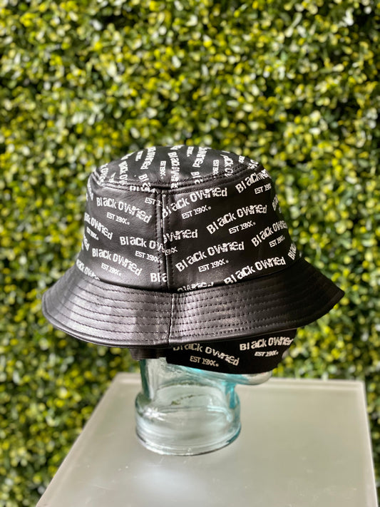 Genuine Leather Logo Repeat Bucket Hat